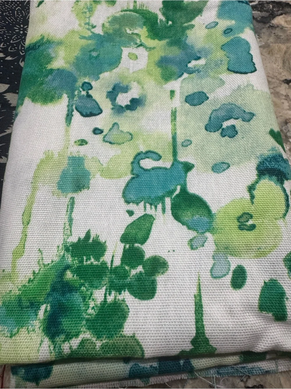 Assorted Home Fabric Bundle Green, Navy, Red White 1.3lbs canvas 36x45” + more